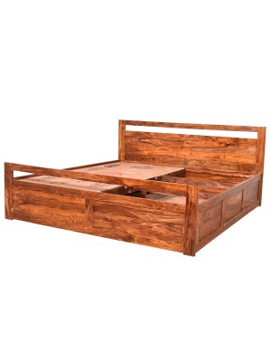 Aesthetic Sheesham wood bed with storage 