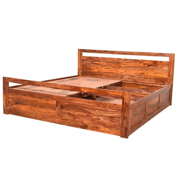 Aesthetic Sheesham wood bed with storage 