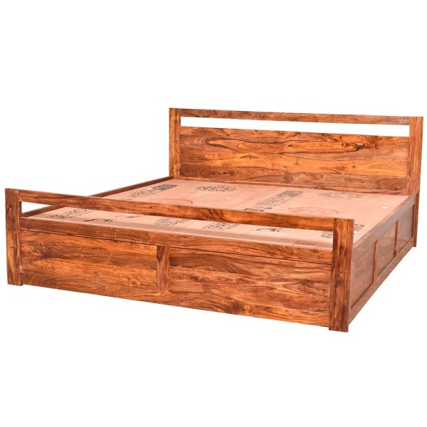 Aesthetic Sheesham wood bed with storage 