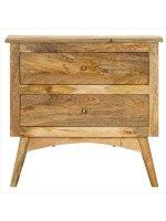 Two drawers mango wooden bedside cabinet 