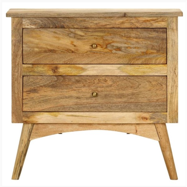 Two drawers mango wooden bedside cabinet 