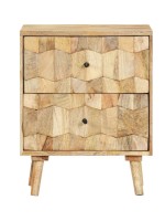 Natural two drawers wooden bedside cabinet 