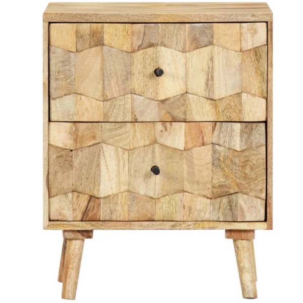 Natural two drawers wooden bedside cabinet 