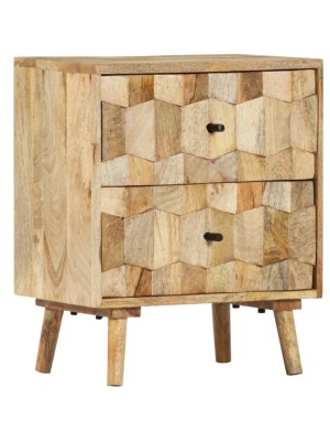Natural two drawers wooden bedside cabinet 