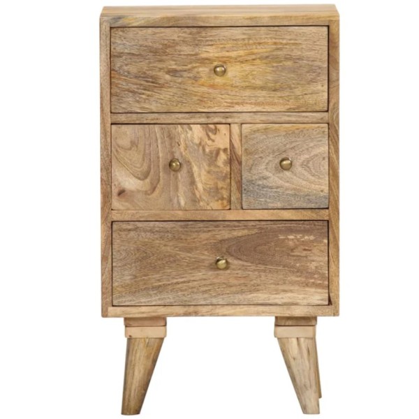 Four drawers small wooden bedside cabinet 