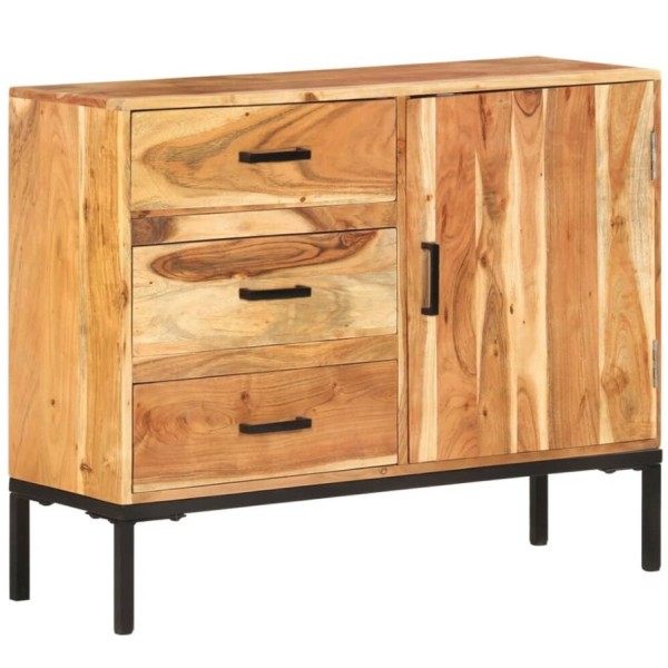 Three Drawer one door natural mango wooden cabinet