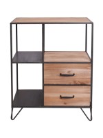Two drawers iron wooden cabinet 
