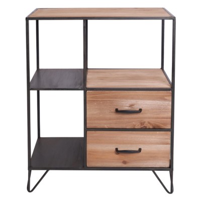 Two drawers iron wooden cabinet 