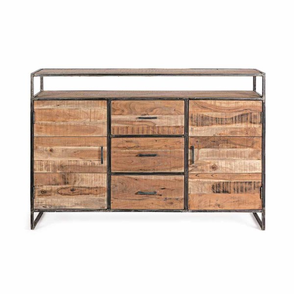 Modern three drawers two door solid wooden iron cabinet 