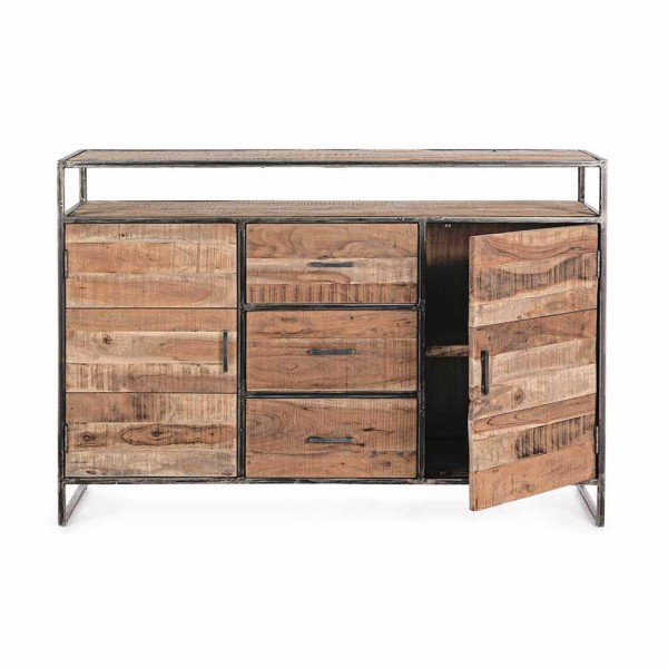 Modern three drawers two door solid wooden iron cabinet 