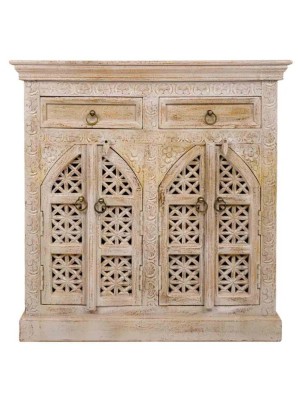 Mughal Style Wooden Carving Sideboard