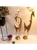 Rund neck deer T light set of 2 