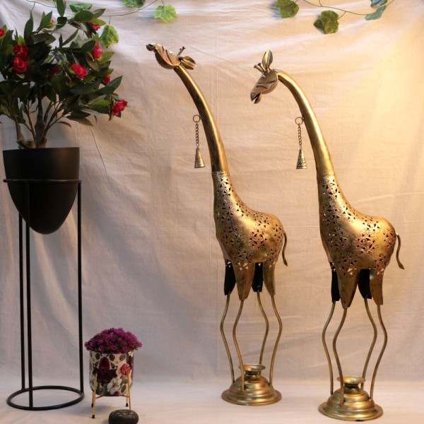 Artistic Golden Giraffe Candle holder / T light set of 2 