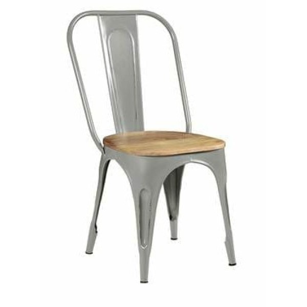 Grey finish iron cafe chair 