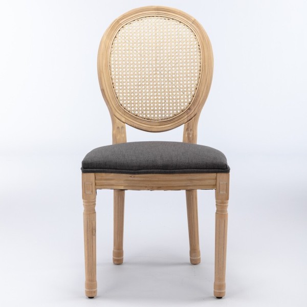 French natural cane fitted wooden chair