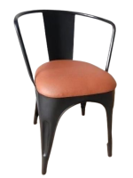 Black metal chair with cushion 