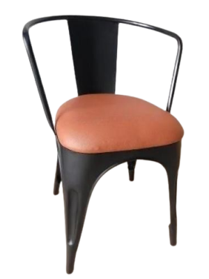 Black metal chair with cushion 