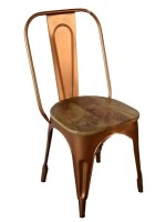 Brass finish metal chair with wooden top