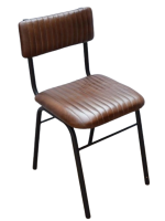 Restaurant dining chair with leather cushion