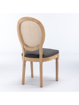 French natural cane fitted wooden chair