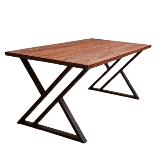 Cross leg restaurant dining table with wooden top 