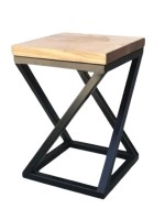 Cross leg iron coffee table / stool with wooden top 