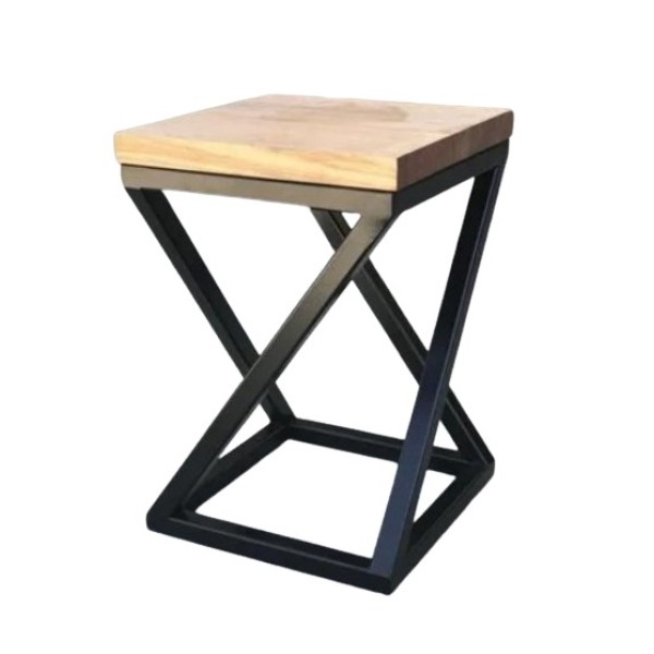 Cross leg iron coffee table / stool with wooden top 