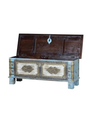 Brass fitted blue Wooden Trunk