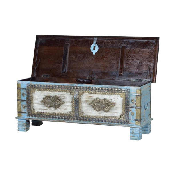 Brass fitted blue Wooden Trunk