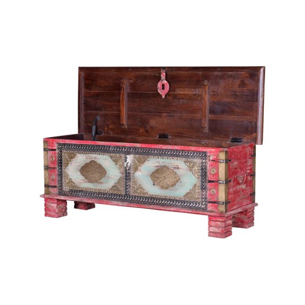 Brass fitted Red Wooden Trunk