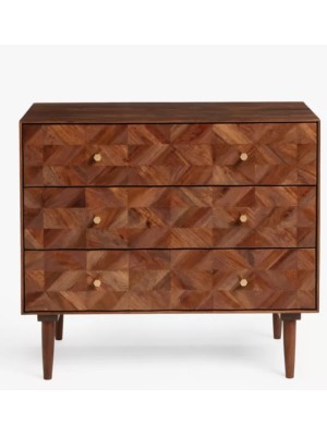 Solid wood three drawer chest 