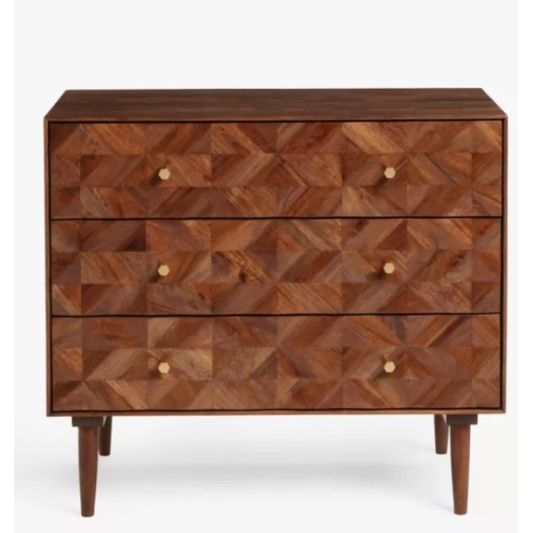 Solid wood three drawer chest 