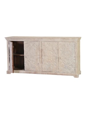 Four doors lime finish Carving Sideboard