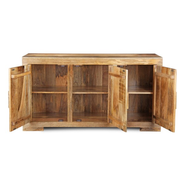 Natural Mango Wood Three Door Sideboard