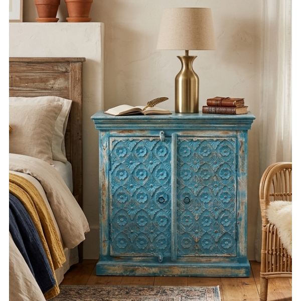 Hand Carved two Door Solid Wood Sideboard